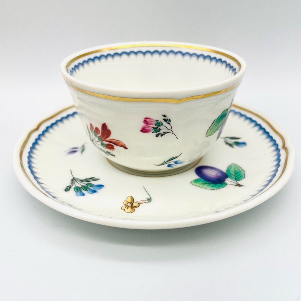 4 sets Richard Ginori Italian Fruit Teacup Saucer Set Floral Botanical Gold Trim